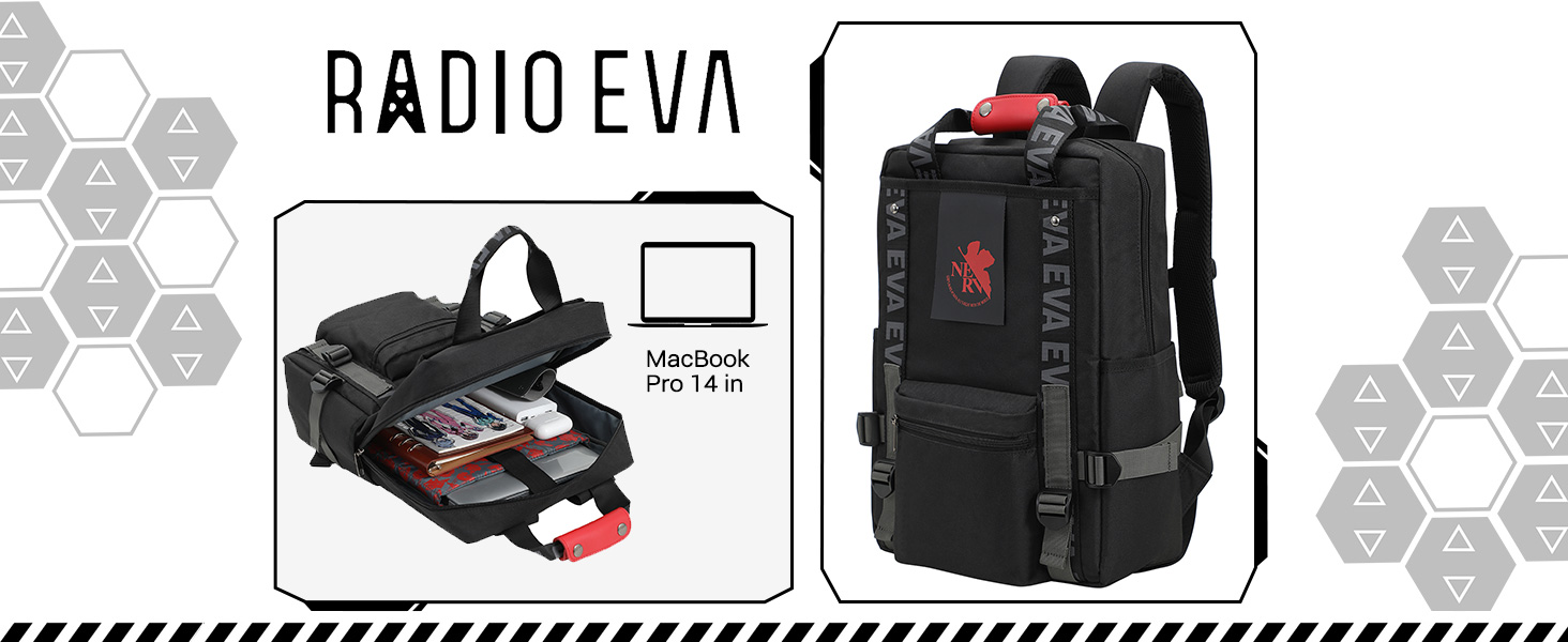Рюкзак FIREFIRST x RADIO EVA Evangelion з символічним тегом, чорний (28x41x14 см)