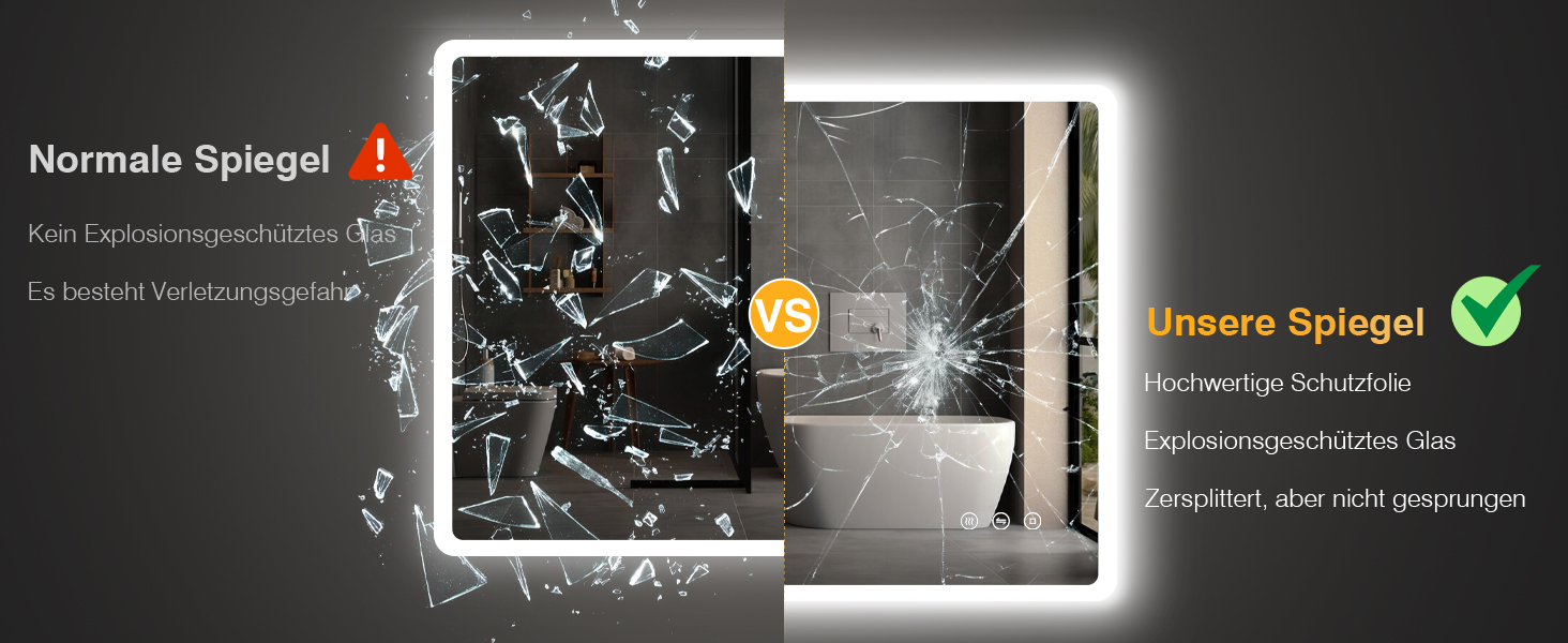 LED дзеркало для ванної кімнати 80x60 см з підсвічуванням, диммування, антизапар, 3 кольори світла, IP44, функція пам'яті, горизонтальне/вертикальне кріплення