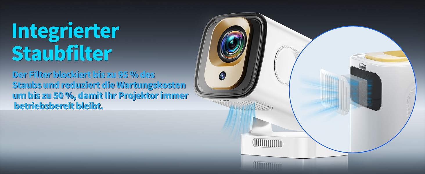 Портативний проєктор Mini Beamer 4K Full HD 1080P з Wi-Fi 6 та Bluetooth 5.2 (270° оберт, автоматична корекція трапеції, HDMI, USB, для ноутбука, білий) NT10-White