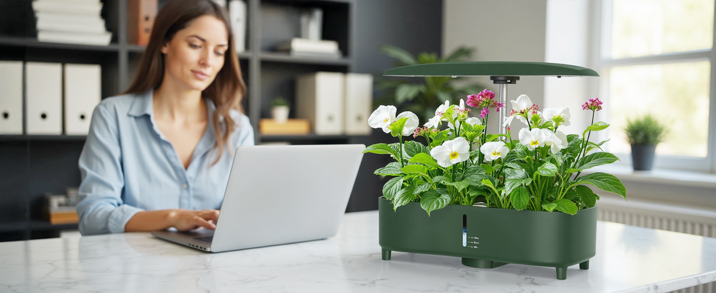 Гідропонна система вирощування, набір для вирощування трав в приміщенні на 15 місць, Smart Garden з автоматичним таймером, повним спектром LED-лампи, регульованою висотою, 5L бак