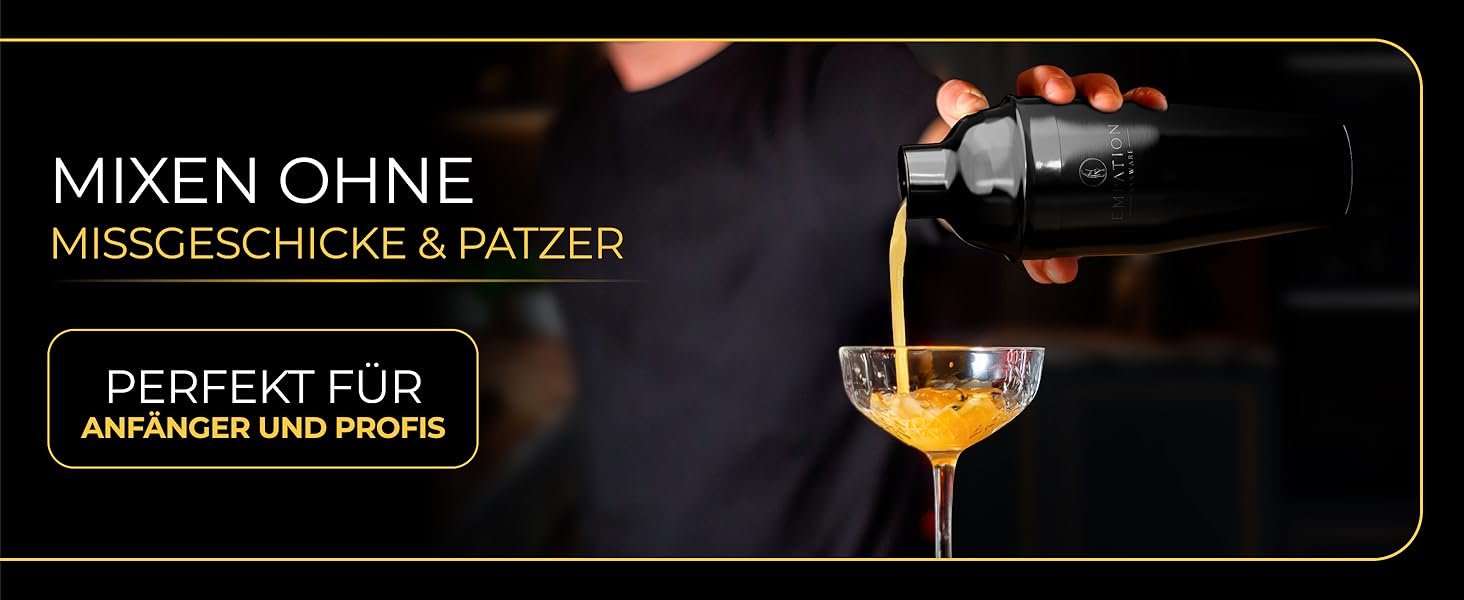 Набір для коктейлів Cobbler 700 мл з нержавіючої сталі, без розливання, професійний шейкер для коктейлів з підставкою та книгою рецептів, набір для барменів (стартовий набір, чорний)