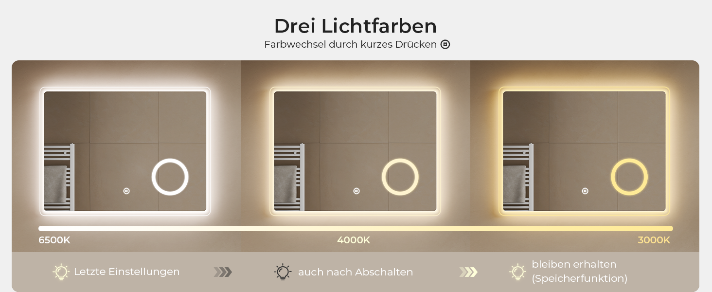 Дзеркало для ванної кімнати S'AFIELINA з підсвічуванням 60x120 см, 3-разове збільшення, сенсорне керування, IP44, енергозбереження