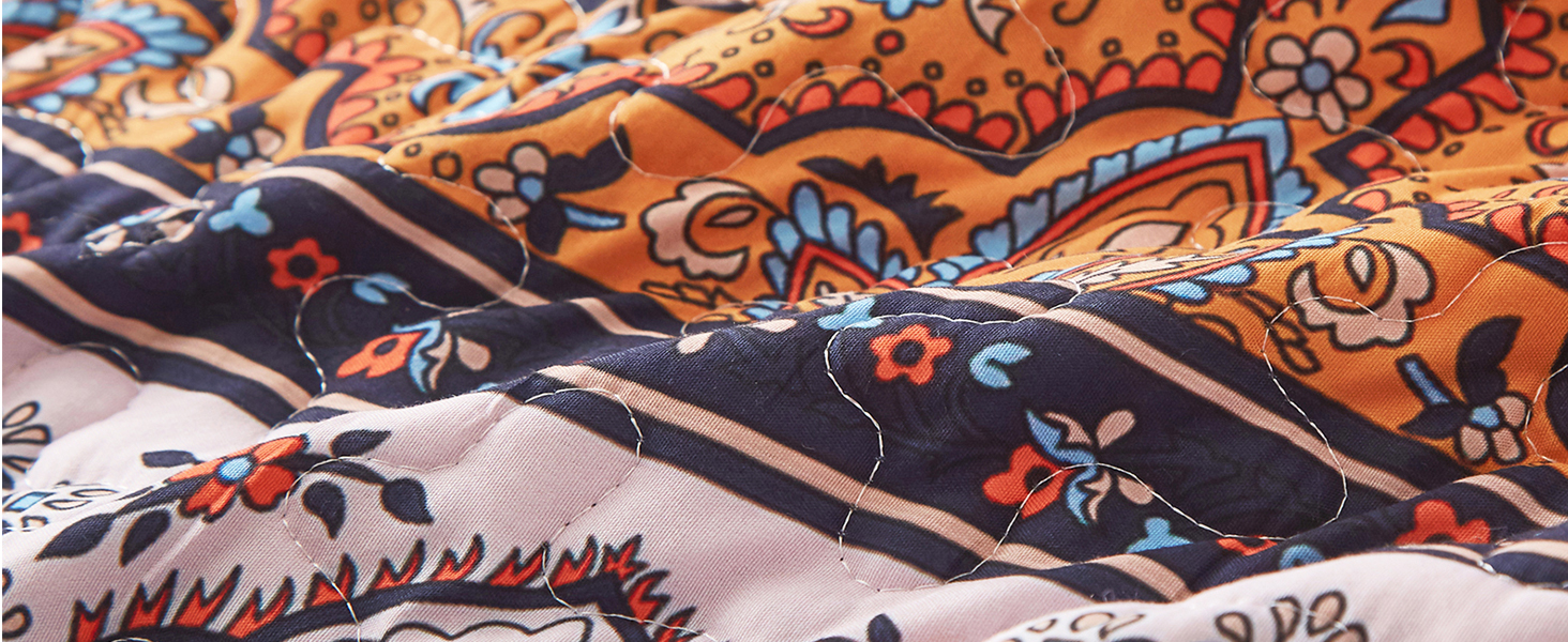 Постільна покривало WONGS BEDDING в стилі Бохо 220x240 см, 3-предметний комплект з 2 наволочками 50x70 см, стібана ковдра з мікрофібри для двоспального ліжка та дивана