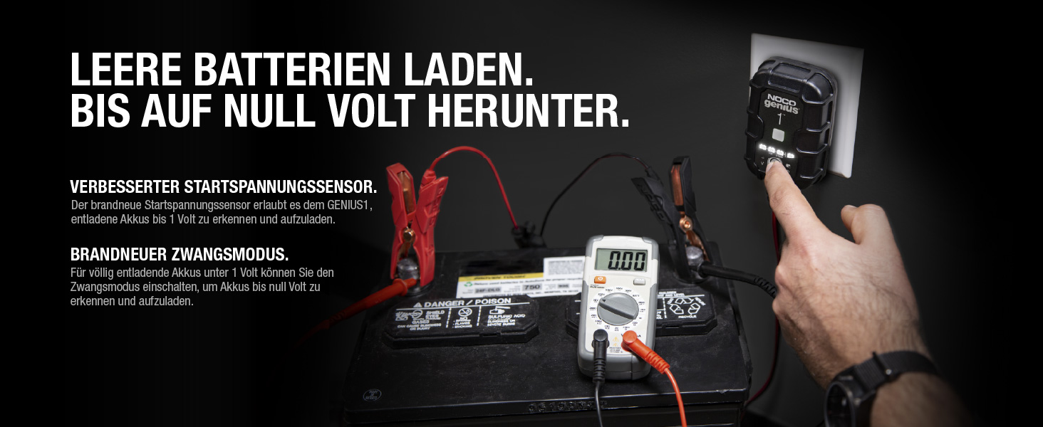 NOCO Genius1: Інтелектуальне зарядне пристрій для акумуляторів 1A 6V/12V - Автоматичний зарядний пристрій, десульфатор з захистом від перезаряду та температурною компенсацією – Для свинцево-кислотних та літієвих акумуляторів