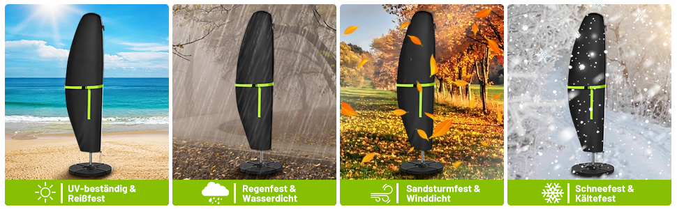 Чохол для парасольки GEMITTO, водонепроникний, для парасольки типу 'ампель', 280x30x81/46 см, захист від сонця та вітру, підходить для парасольок від 2 до 4 м