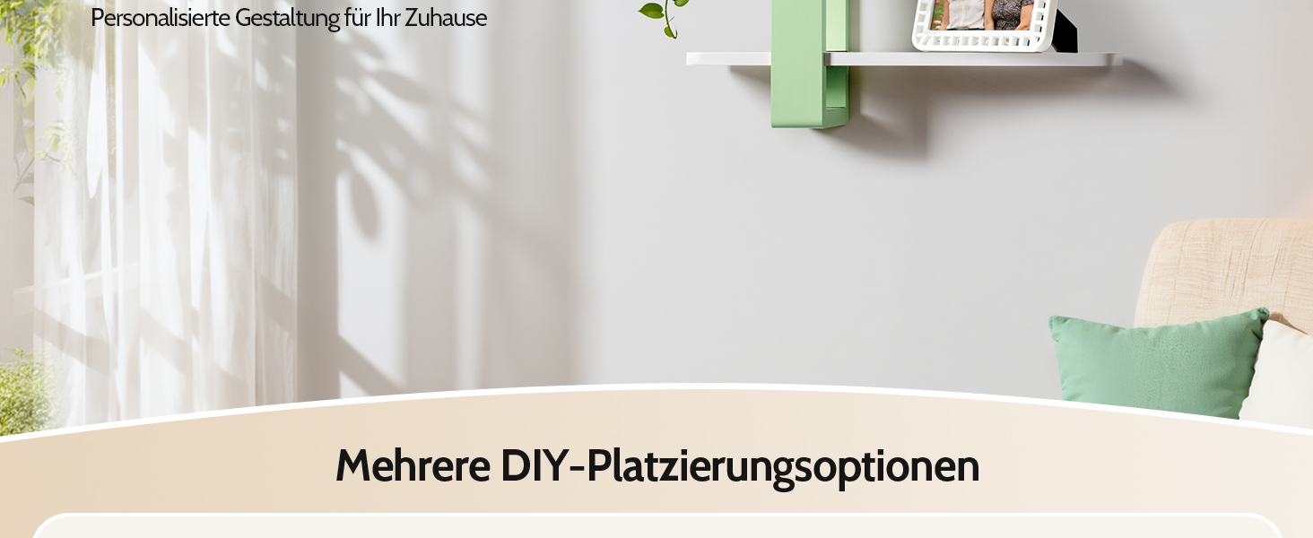 Полиця настінна дерев'яна SUMGAR Wandregal, плаваюча, 3-ярусна, 50x58 см, м'ятно-біла, для вітальні, спальні