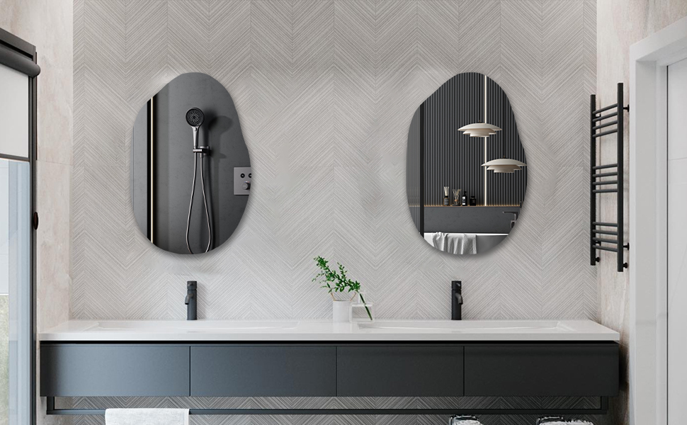 Дзеркало для ванної кімнати Boromal, чорне, 55x80 см, вертикальне/горизонтальне, для ванної, вітальні, гостьового WC