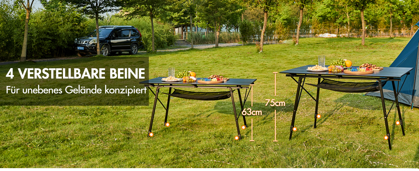 Складаний кемпінговий стіл Portal з регулюванням висоти, алюмінієвий, 120x70 см, чорний