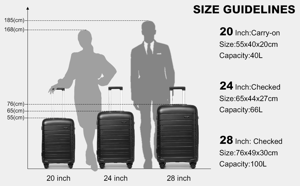 Валіза KONO з TSA-замком та 4 спінінг-колесами, білий колір, розмір S (Cabin 20 Inch)