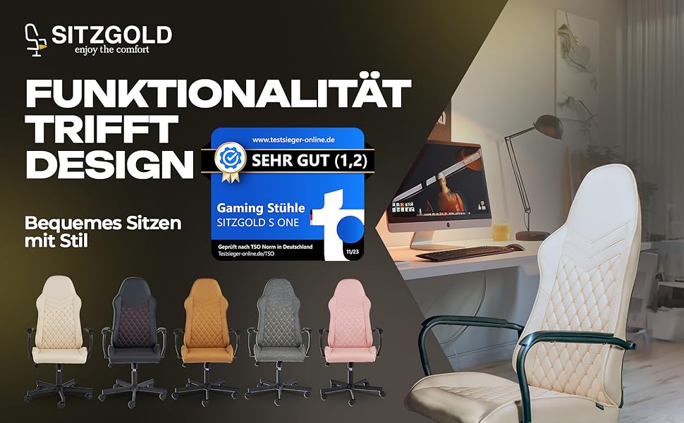 Ігрове крісло SITZGOLD S ONE слонова кістка