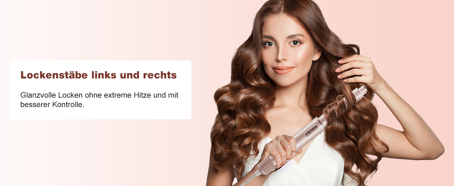 Стайлер для волосся 7 в 1 Airstyler: фен з дифузором та автоматична плойка для завивки, рожевий
