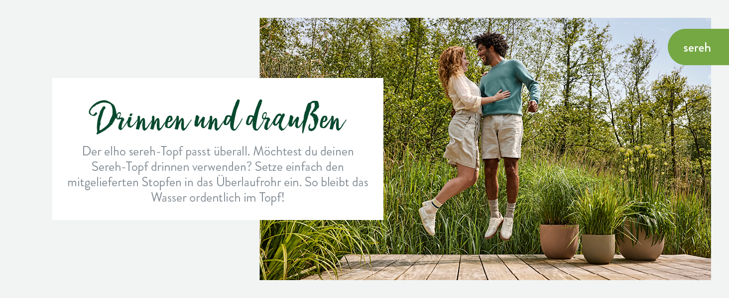 Горщик Elho Sereh Rund 40 - для дому та саду, 100% перероблений пластик, Ø 39 x H 33.3 см, Бежевий