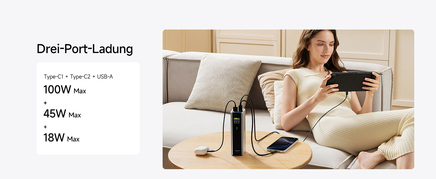 Power Bank CUKTECH 15 Ultra 20000mAh 165W з 3 портами, PD 3.1, цифровим дисплеєм. Сумісний з iPhone, MacBook, Samsung