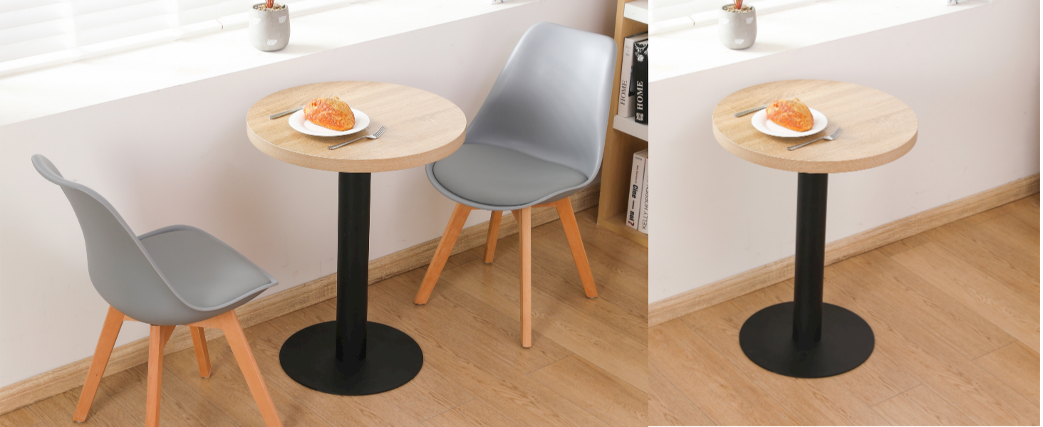 Кухонний стіл Mingone 80x80 см з дерев'яною стільницею та металевими ніжками. Квадратний стіл для кухні, вітальні, балкону або їдальні. Розміри: 80x80x75 см. Зі стилізованою під дуб стільницею.