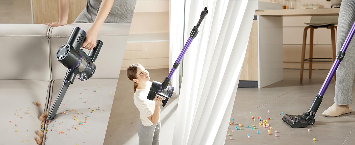 Бездротовий пилосос Vexilar Akku: 60 хв роботи, 45 kPa, 550 Вт, 6-в-1, LED дисплей, для дому та авто, видаляє шерсть тварин