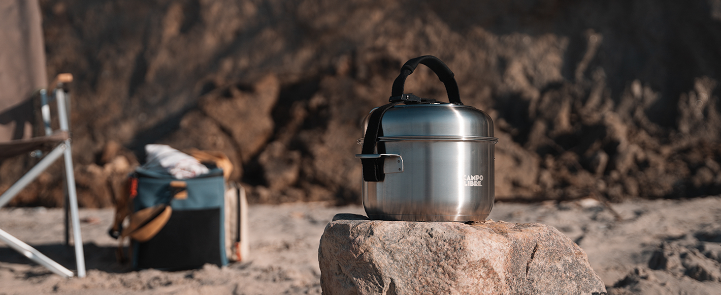 Набір посуду для кемпінгу Campo Libre Enzo I з нержавіючої сталі: компактний, індукційний, 6 або 8-ти частинний