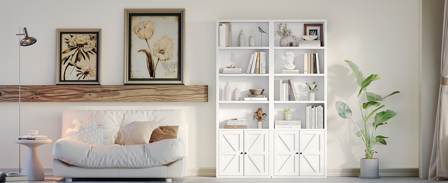 Стильний стелаж для книг Oneinmil: білий шафчик з 6 полицями для вітальні, спальні, офісу. 2 шт.