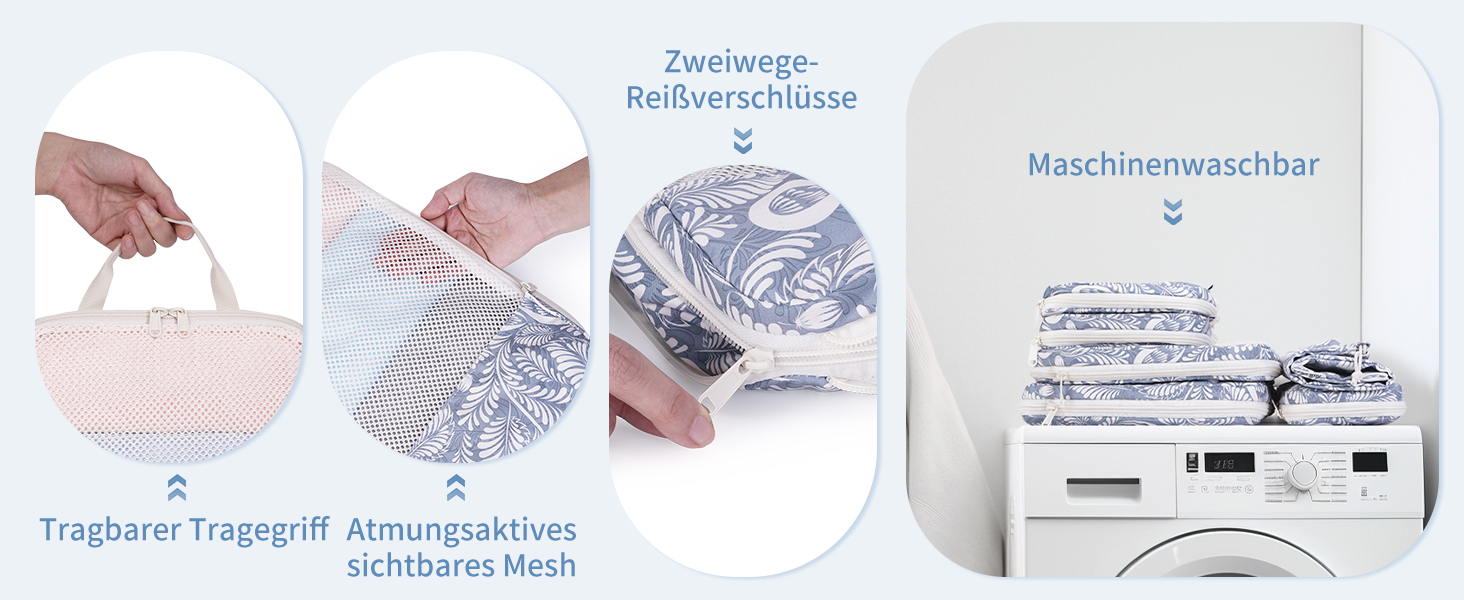 Набір органайзерів для подорожей Narwey з компресією, 6 шт, сумки-пакувальники для валізи та рюкзака (Блакитний листок)