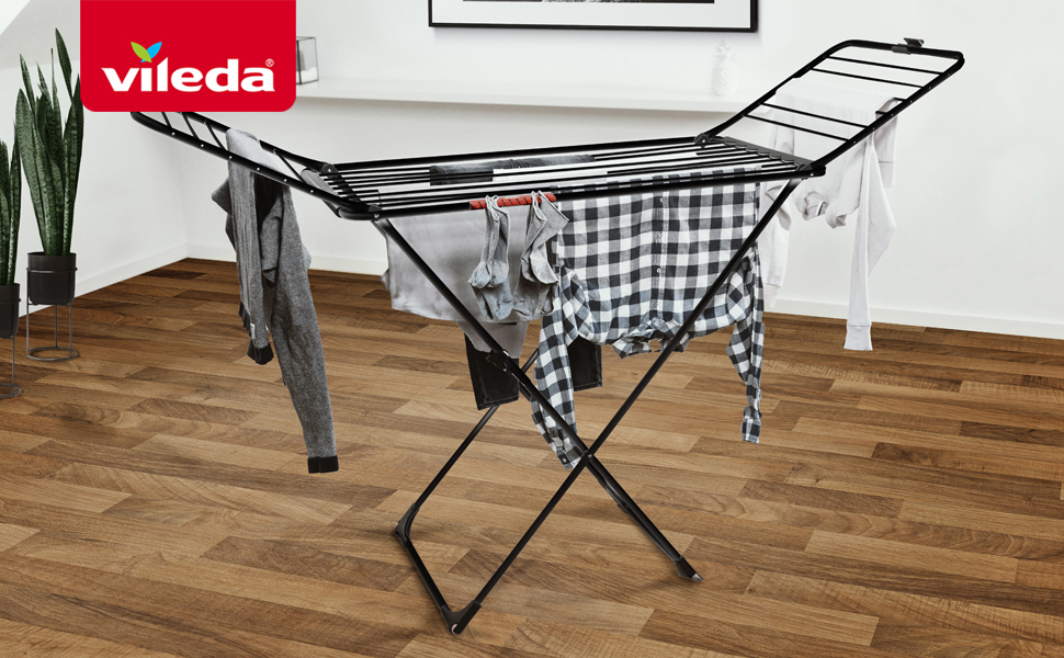 Сушарка для білизни Vileda Extra Ultimate Black Edition XXL, 20 м мотузок, тримач для дрібних речей, чорний колір
