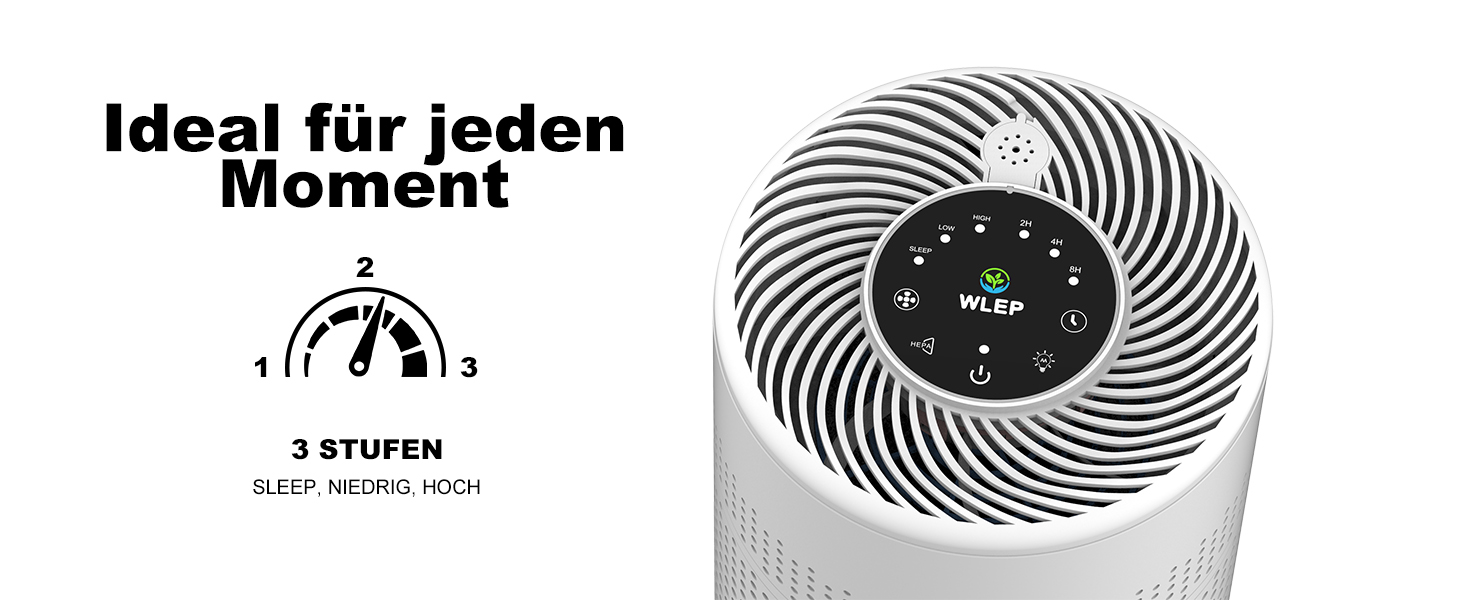 Повітряочисник для спальні KJ1-6 з HEPA H13 фільтром, активованою системою вугільного фільтра, функцією ароматерапії, 360° циркуляцією повітря, нічним світлом та тихим режимом