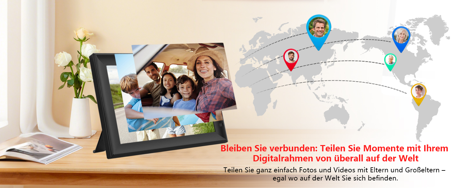 FRAMEO Цифровий фоторámеn 15.6 дюймів WiFi, IPS, FHD 1920x1080, 32GB, сенсорний екран, автоповорот, для стін, фото/відео через додаток FRAMEO