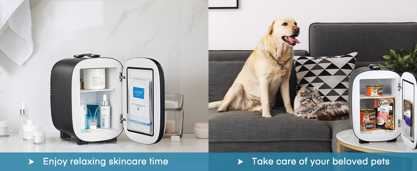 Міні холодильник FOHERE 5 літрів / 6 банок, USB живлення, 220V AC/12V DC, для напоїв та косметики, білий (чорний)