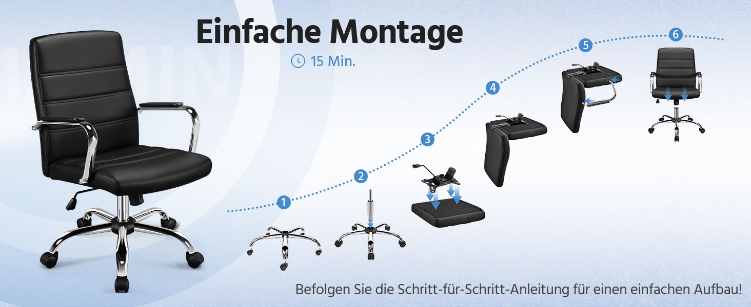 Крісло офісне Yaheetech чорне з підлокітниками, регульоване, на коліщатках для дому/офісу