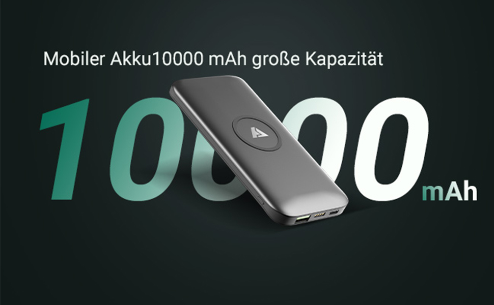 Вт, 10000 мАг, USB C/A та бездротовий вихід, зовнішній акумулятор 2-в-1 для iPhone, 18