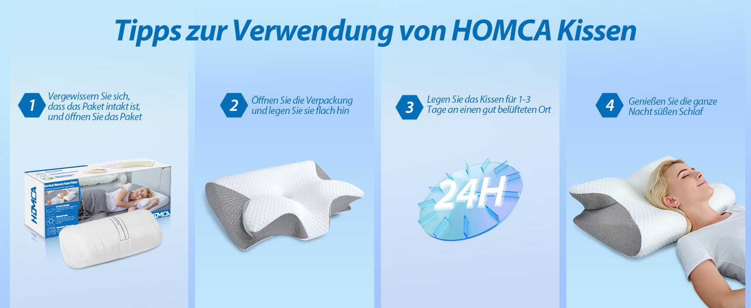 Ортопедична подушка HOMCA 2 в 1 з memory foam для сну на спині, боці та животі, 60x40x12/14 см, сіра