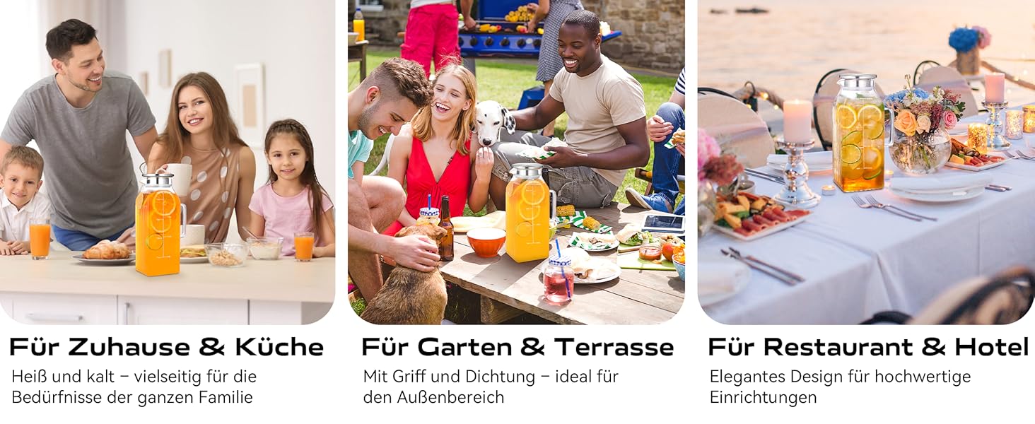 Скляна карафа Aofmee 2 літри з кришкою: для води, соку, айс-ті