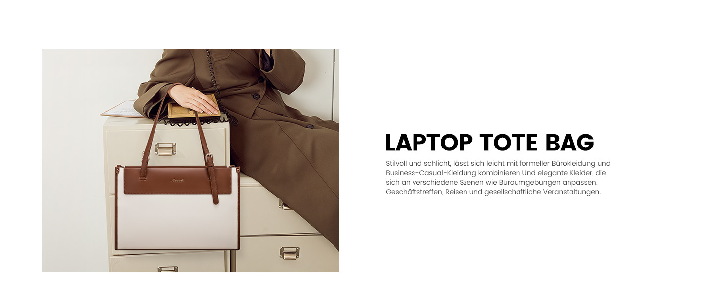 LOVEVOOK Сумка для ноутбука 15.6 дюймів, жіноча, велика, водонепроникна, сумка-шоппер, ділова, з PU шкіри, для офісу, навчання, чорна