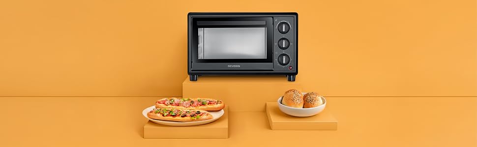 Міні-піч Severin Bake&Toast TO 2078, 20Л, 1600Вт, з таймером та конвекцією (верхній та нижній підігрів), чорна