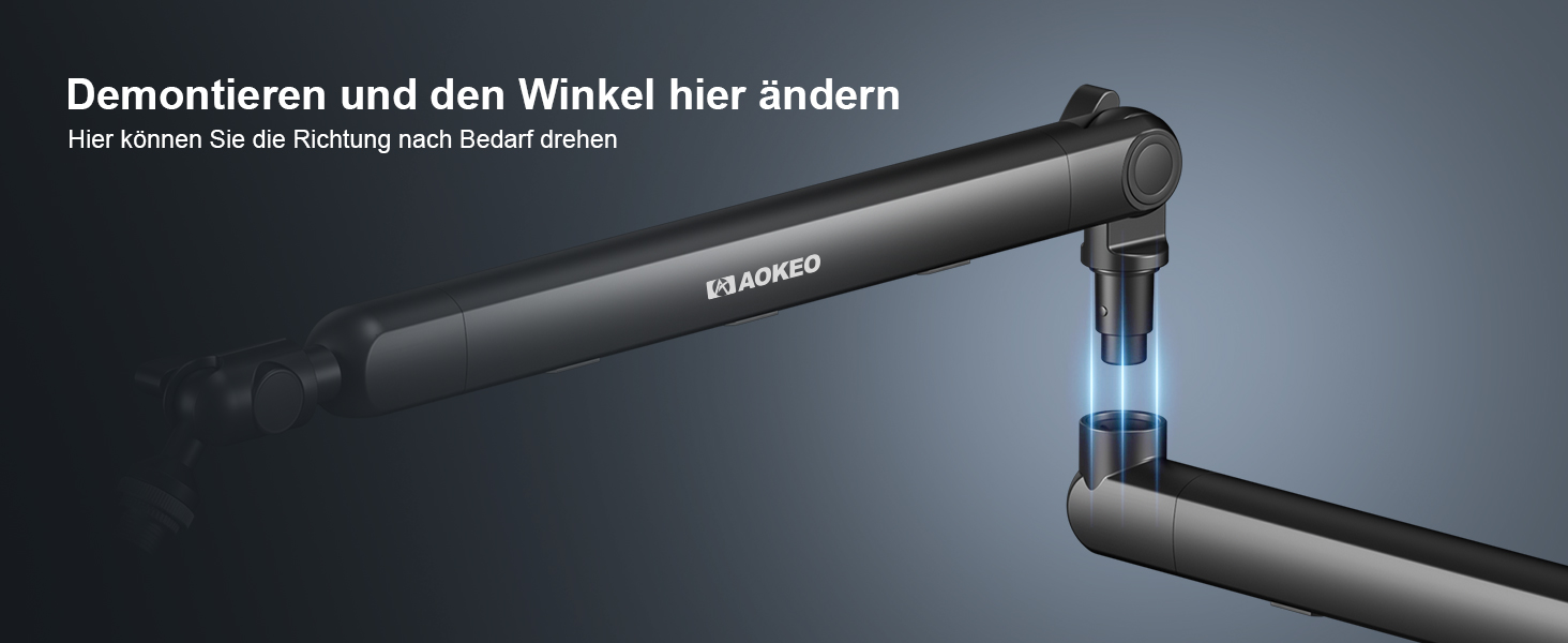 Мікрофонний стійкий тримач Aokeo AK-55 для столу, низькопрофільний, регульований, сумісний з Aokeo Yeti, Snowball iCE, HyperX QuadCast, SoloCast, Elgato Wave (Чорний)