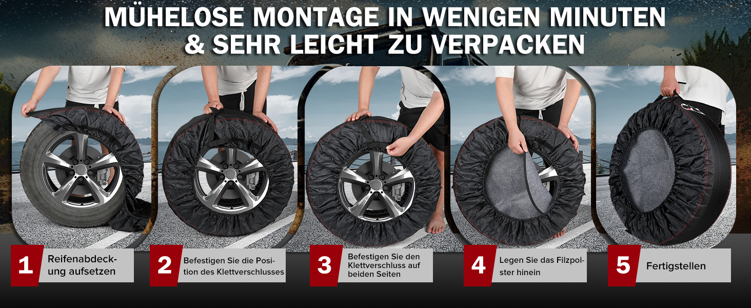 Захисні чохли для шин Moveland 18-22 дюйми (4 шт.) - водонепроникні, пилонепроникні, для зберігання та транспортування
