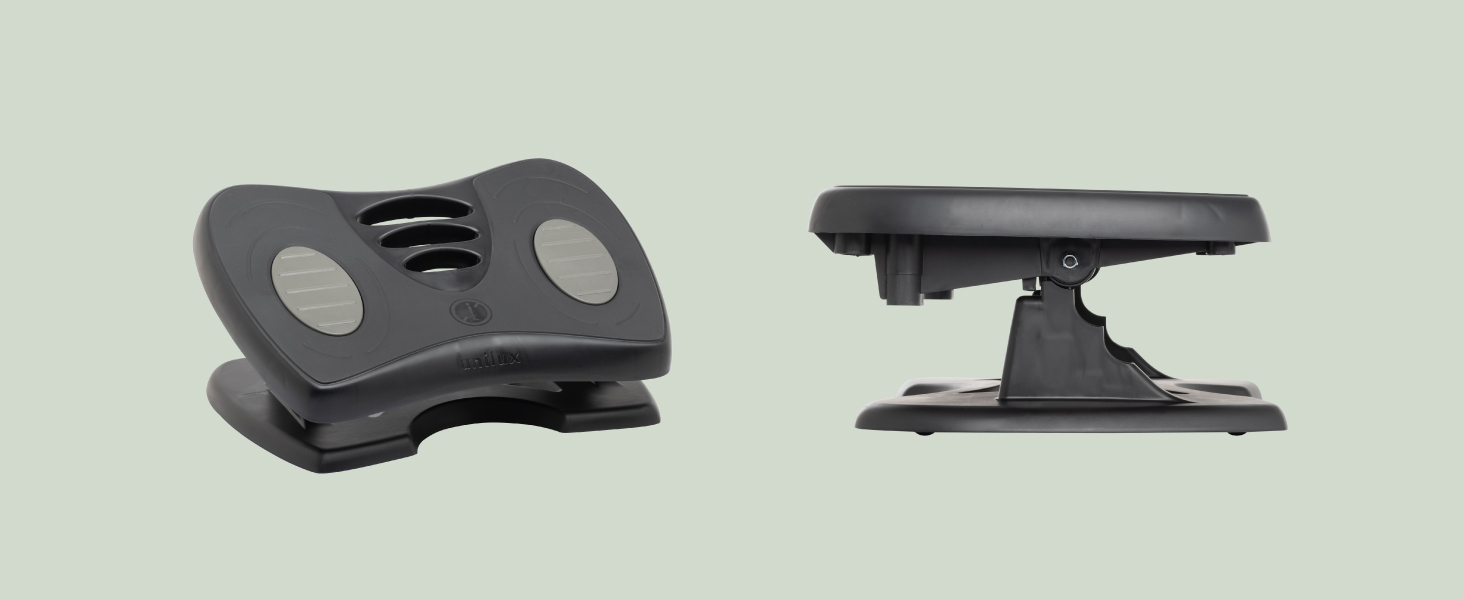 Підніжка для ніг Unilux Nymphea, регульована, антиковзка, динамічна, для офісу та дому, чорна, 43 x 33,7 x 12,2 см