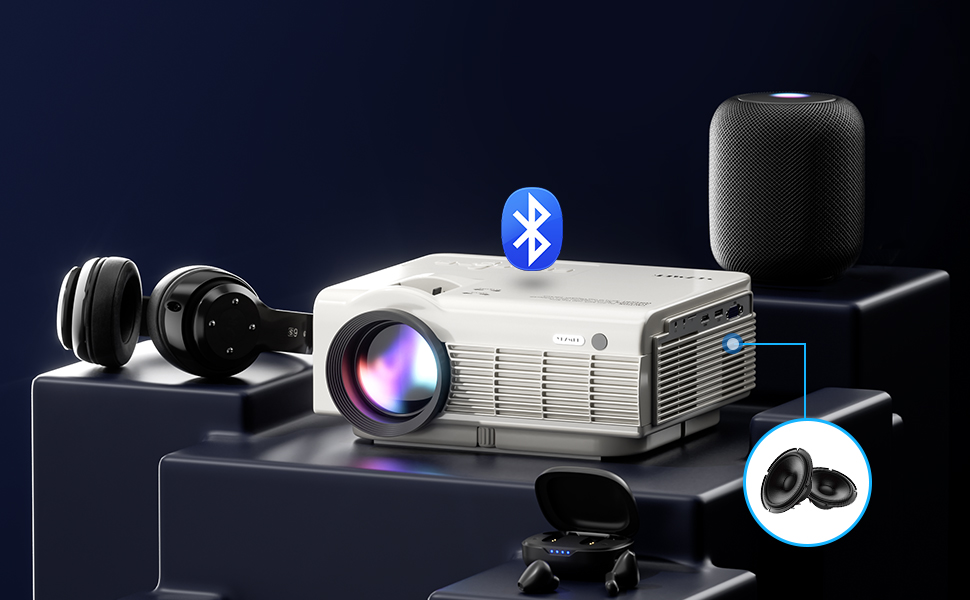 Beamer YEZMEK 5G WiFi Bluetooth: Міні проєктор LED 1080P Full HD з підтримкою 4K, Wi-Fi, Bluetooth, HDMI, USB, TF для дому та кінотеатру