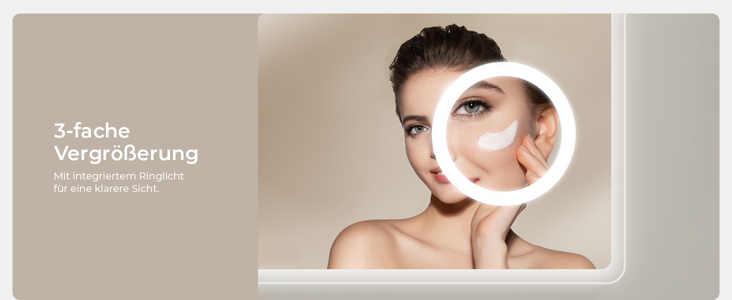 Дзеркало для ванної кімнати S'AFIELINA з підсвічуванням 60x120 см, 3x збільшення, сенсорне керування, IP44, 6500K, холодний білий світ