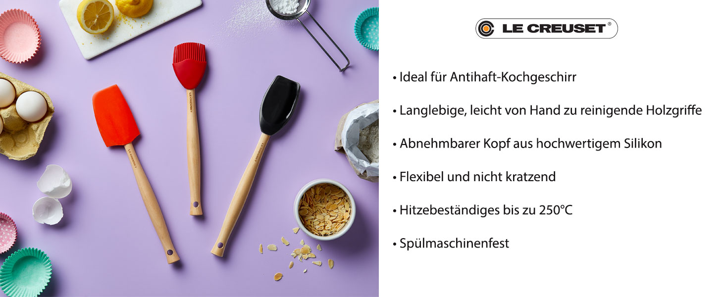 Набір кухонних лопаток Le Creuset Craft 3 шт. з силікону, вишнево-червоний