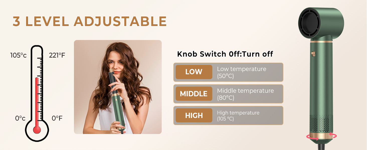 MogaWave Air Styler Pro 6 в 1: Фен-щітка, стайлер для волосся 1000W (Сірий)