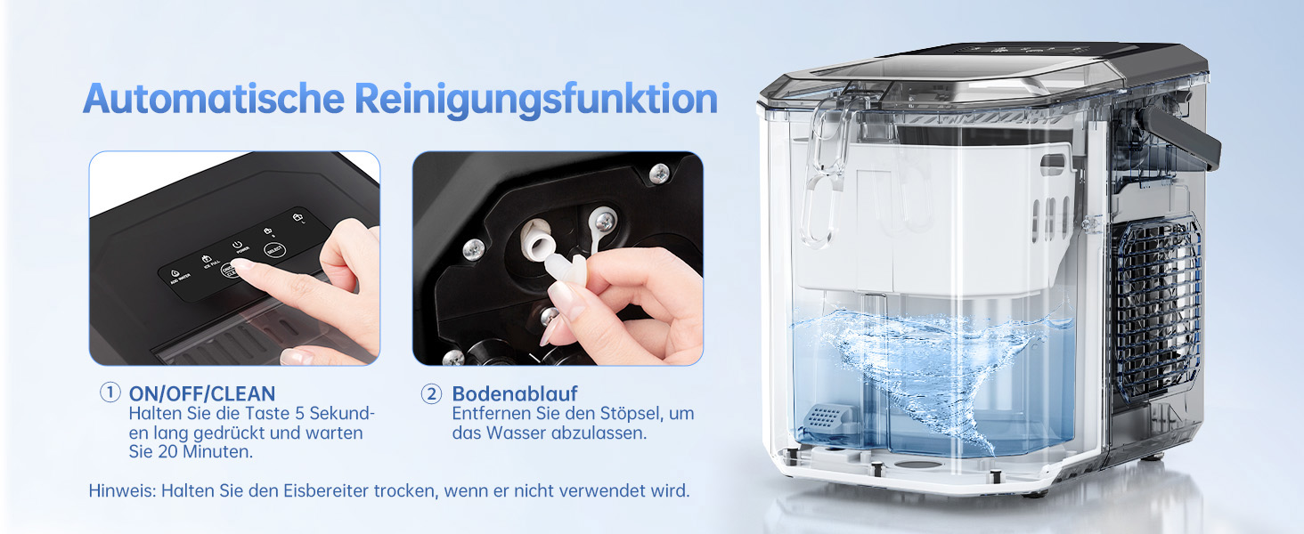 Льодогенератор WIE Kleine 1.3л для дому, офісу, бару - швидке виробництво льоду (9 кубиків за 6 хв), самоочищення, чорний