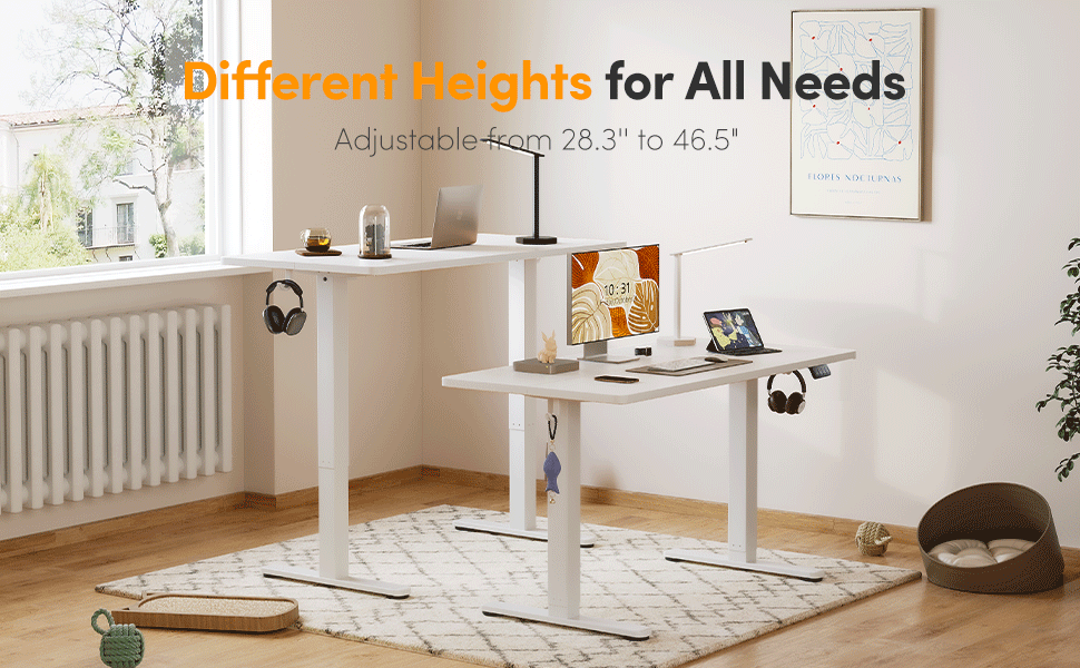 Електричний стіл Cubiker 120x60 см, регулювання висоти, сталеві T-подібні ніжки, пам'ять, антиколізійна система, біла стільниця