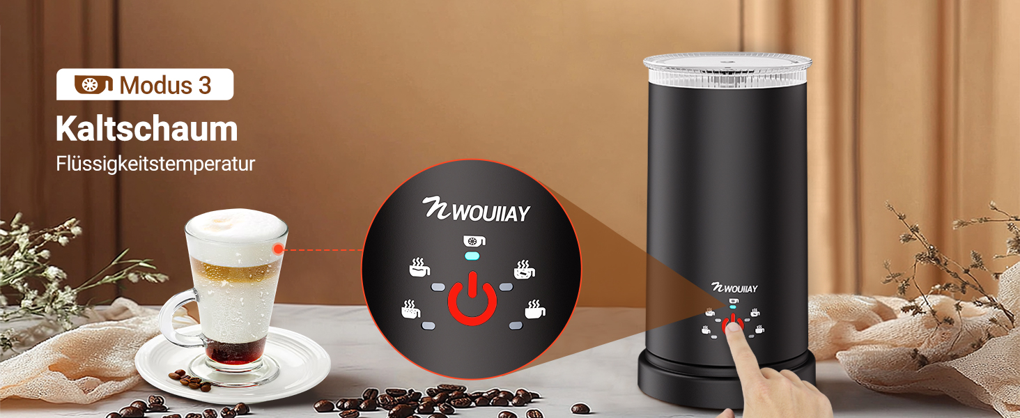 Електричний спінювач молока 5-в-1 600W з антипригарним покриттям. Підходить для приготування гарячого та холодного молочного пін, какао, лате, капучино. Чорний.