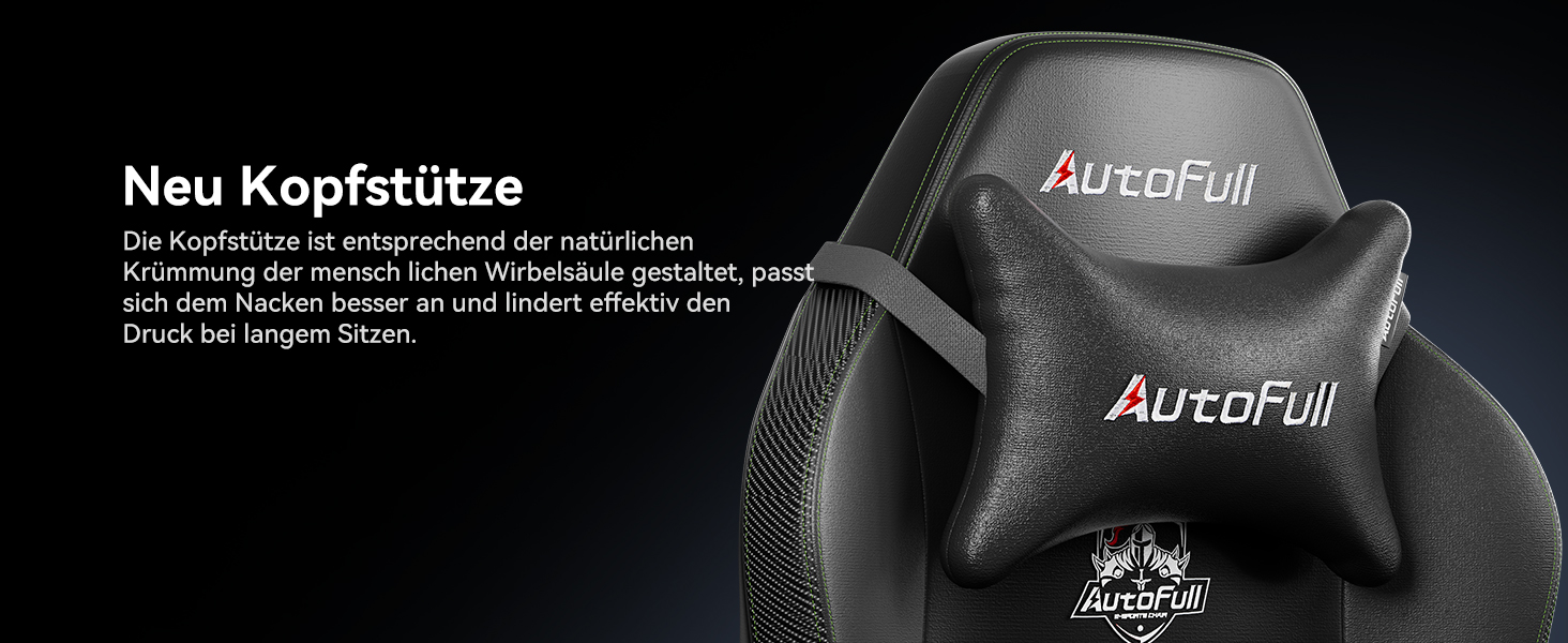 Ігровий крісло AutoFull C3: ергономічне, з 2D підлокітниками, підставкою для ніг, подушками для голови та попереку | Макс. вага 150 кг | Чорний зразок тканини
