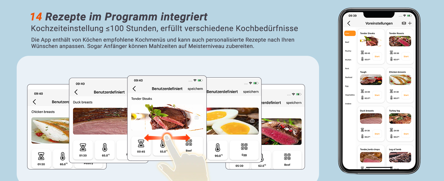 Су-від кухонний нагрівач ISV-300W з Wi-Fi | Професійний су-від для приготування їжі, точна температура ±0,1°C, IPX7 водонепроникність, APP-рецепти