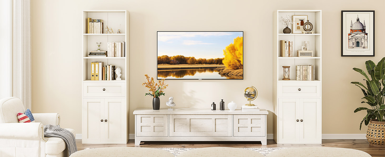 Стелаж Coleshome з дверцятами та шухлядами: 5 полиць, 48x24x164.2 см, білий