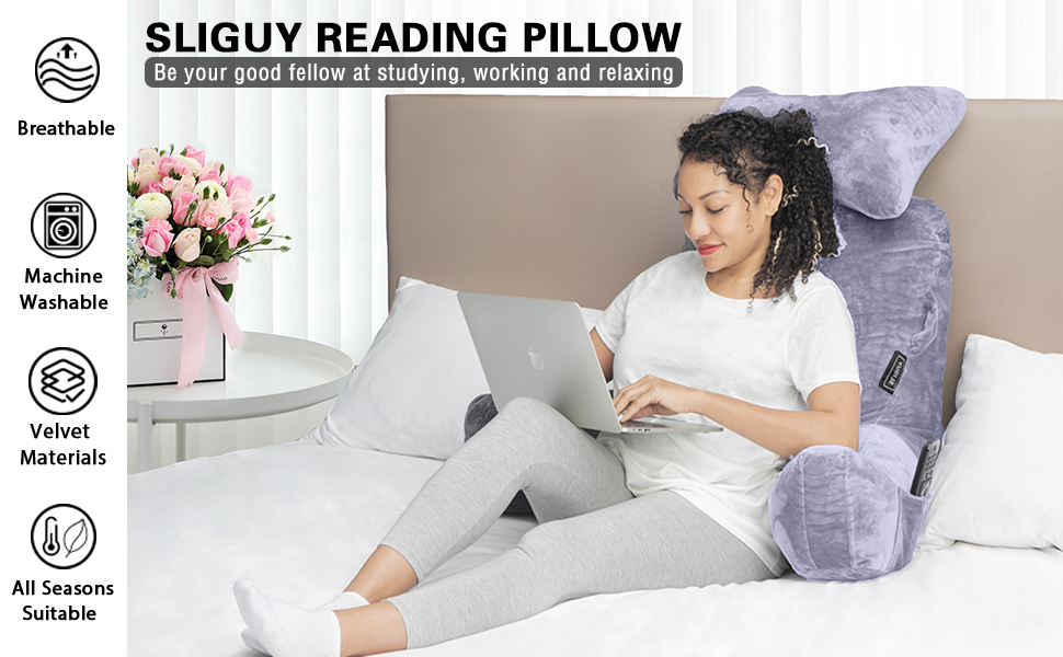 Крісло-мішок для читання, велике (78,7 см), з підголовником та підлокітниками, сіре, для читання та відпочинку