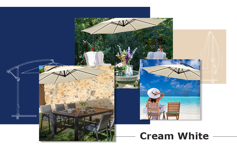 Садова парасолька від сонця Alu Ampelschirm з рукою-курбом, діаметр 300 см, бежева, з UV-захистом та водовідштовхувальним покриттям