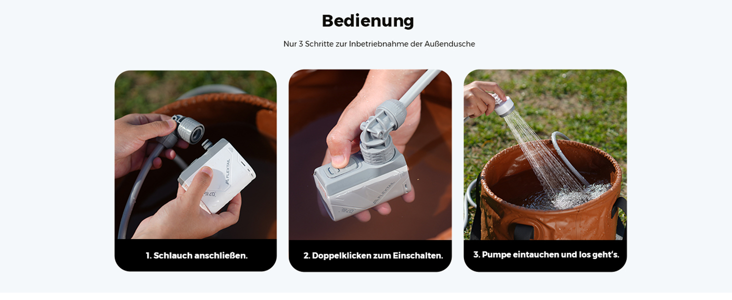 Портативна душова кабіна FLEXTAILGEAR Tiny Shower з помпою, 2.2м шланг, USB-C зарядка та 2 режими економії води, для відпочинку, подорожей, саду, пляжу та тварин