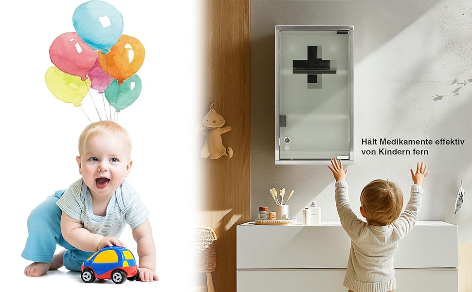 Медичний шкаф Zedelmaier з нержавіючої сталі, 4 відділення, аптечний, для ванної кімнати, з можливістю підвішування, закривається на замок, 57 x 27 x 12 см, білий