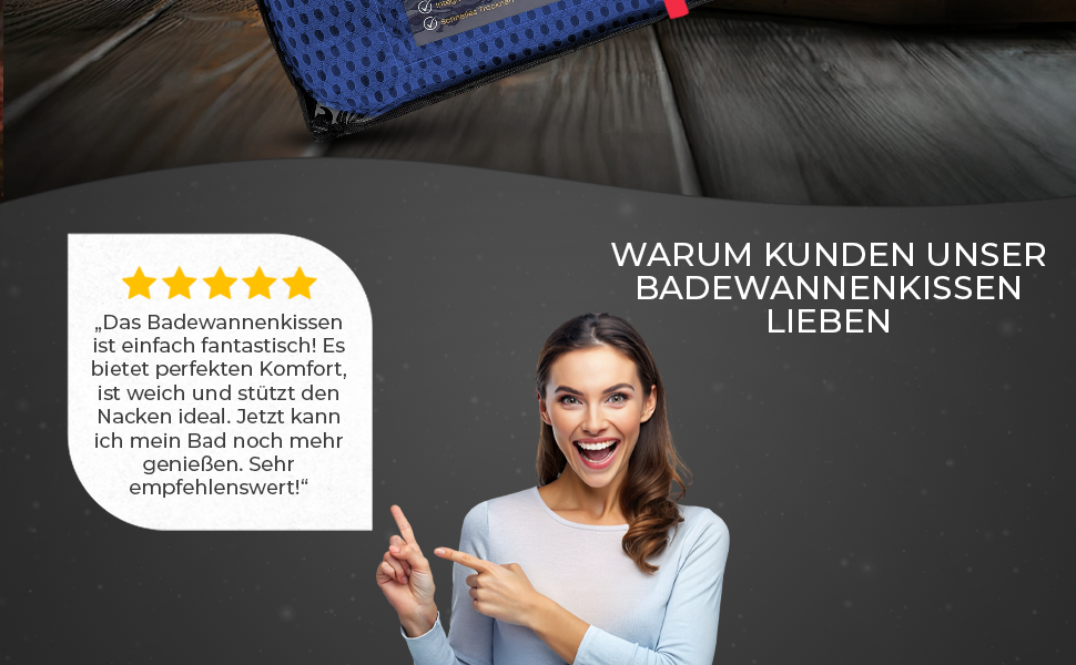 Подушка для ванни з сіткою для прання - Максимальний комфорт та розслаблення з новітньою технологією Air Mesh - Подушка для ванни з 7 міцними присосками - Підтримка шиї/голови (Темно-синій)